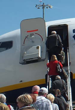 Boarding flight